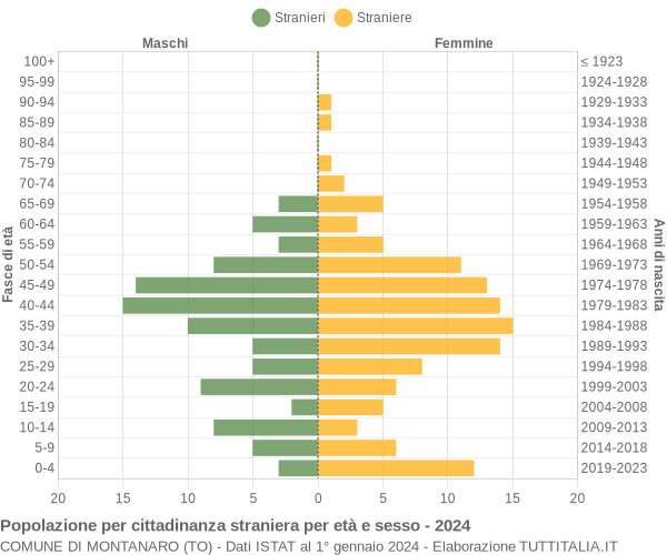 Grafico cittadini stranieri - Montanaro 2024