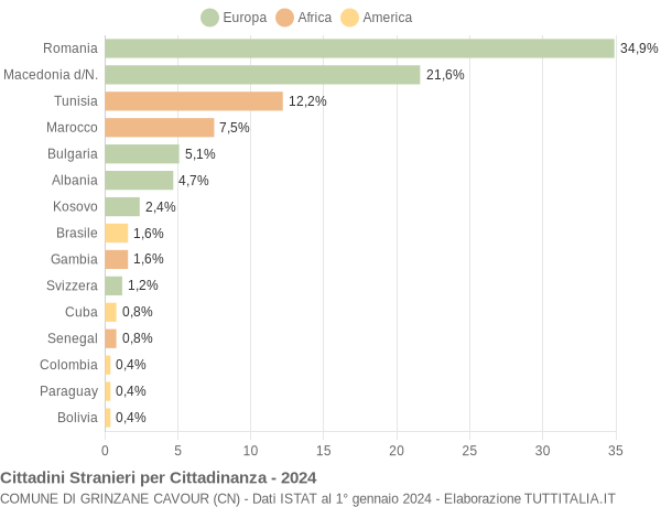 Grafico cittadinanza stranieri - Grinzane Cavour 2024