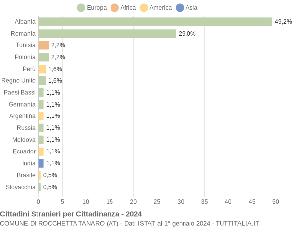 Grafico cittadinanza stranieri - Rocchetta Tanaro 2024