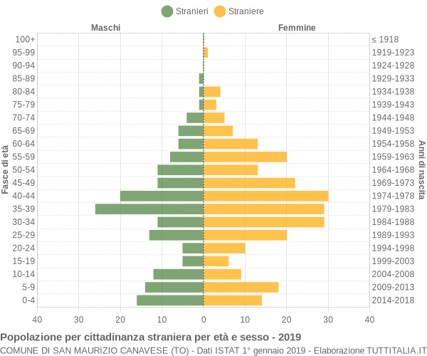 Grafico cittadini stranieri - San Maurizio Canavese 2019