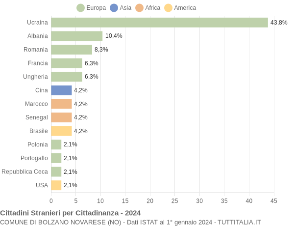 Grafico cittadinanza stranieri - Bolzano Novarese 2024