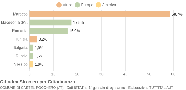 Grafico cittadinanza stranieri - Castel Rocchero 2010