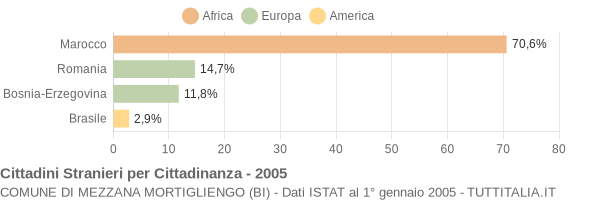 Grafico cittadinanza stranieri - Mezzana Mortigliengo 2005