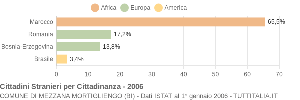 Grafico cittadinanza stranieri - Mezzana Mortigliengo 2006