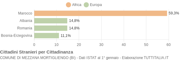 Grafico cittadinanza stranieri - Mezzana Mortigliengo 2008