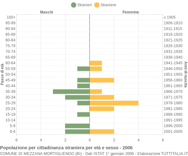 Grafico cittadini stranieri - Mezzana Mortigliengo 2006