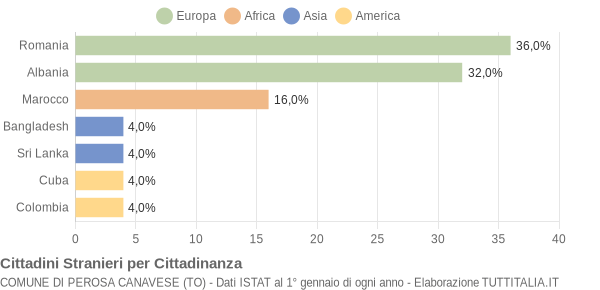 Grafico cittadinanza stranieri - Perosa Canavese 2009