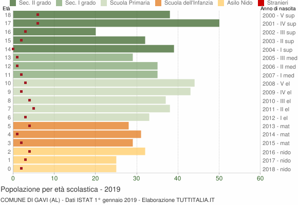 Grafico Popolazione in età scolastica - Gavi 2019
