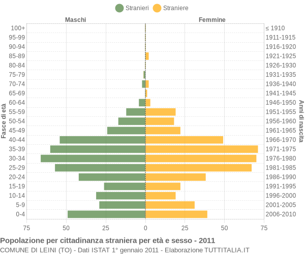 Grafico cittadini stranieri - Leini 2011