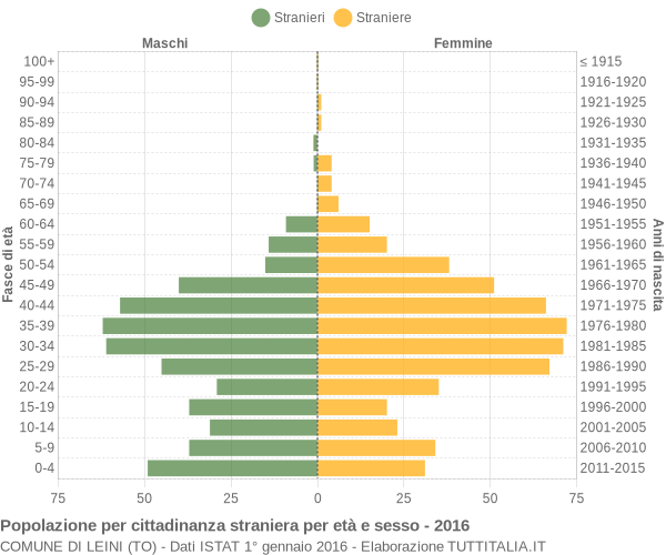 Grafico cittadini stranieri - Leini 2016