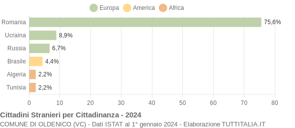 Grafico cittadinanza stranieri - Oldenico 2024