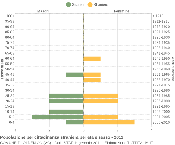 Grafico cittadini stranieri - Oldenico 2011