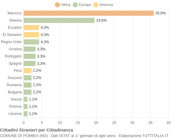 Grafico cittadinanza stranieri - Pombia 2005