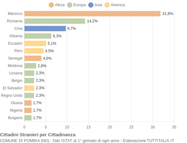 Grafico cittadinanza stranieri - Pombia 2013