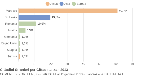 Grafico cittadinanza stranieri - Portula 2013