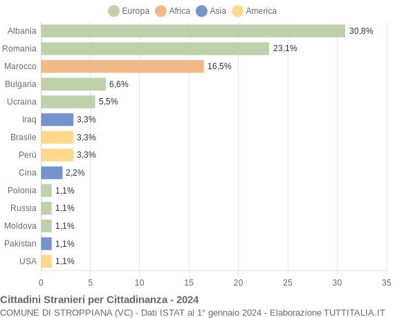 Grafico cittadinanza stranieri - Stroppiana 2024