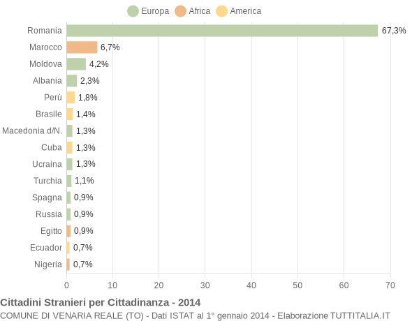 Grafico cittadinanza stranieri - Venaria Reale 2014