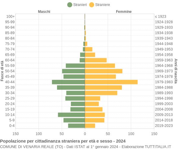 Grafico cittadini stranieri - Venaria Reale 2024