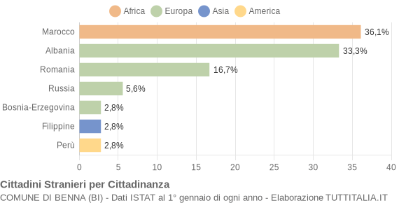 Grafico cittadinanza stranieri - Benna 2010