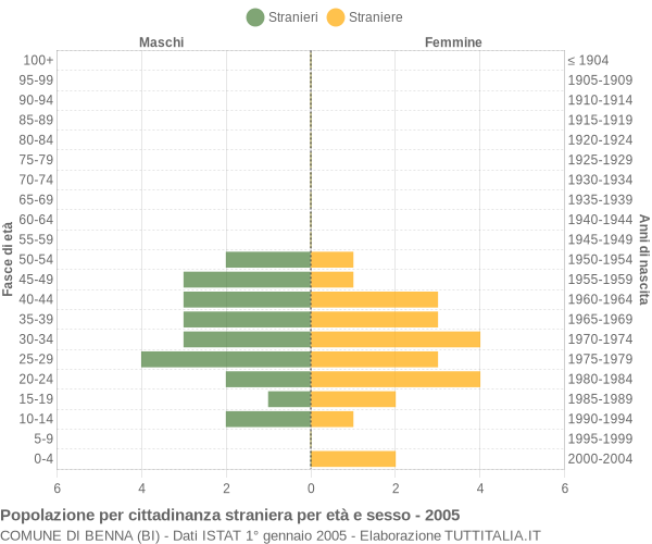 Grafico cittadini stranieri - Benna 2005