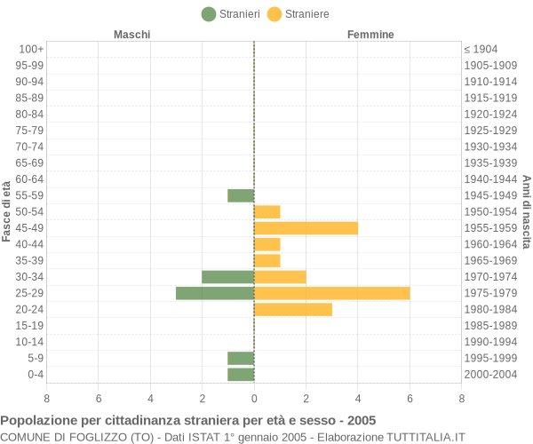 Grafico cittadini stranieri - Foglizzo 2005