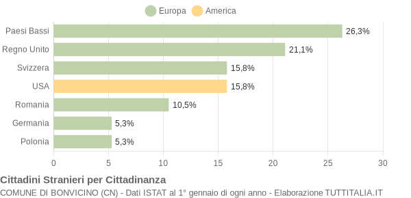 Grafico cittadinanza stranieri - Bonvicino 2009