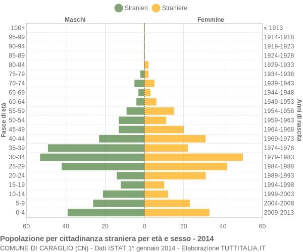 Grafico cittadini stranieri - Caraglio 2014