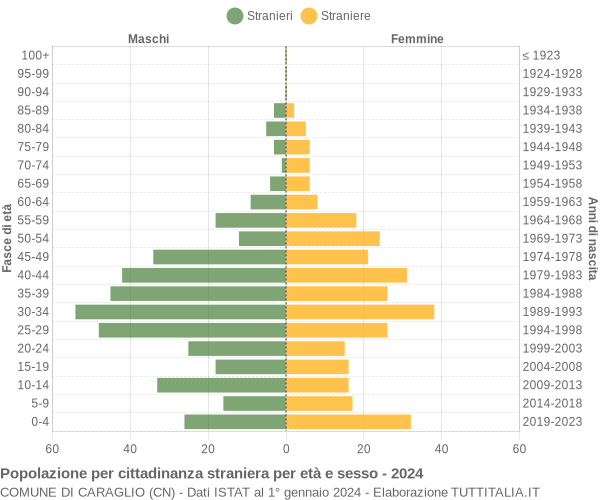 Grafico cittadini stranieri - Caraglio 2024