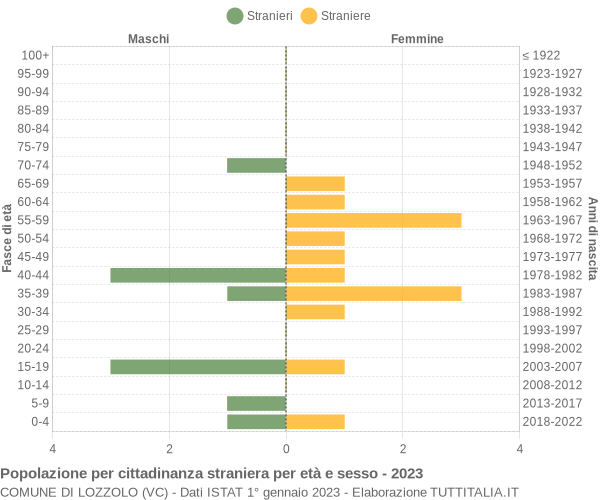 Grafico cittadini stranieri - Lozzolo 2023