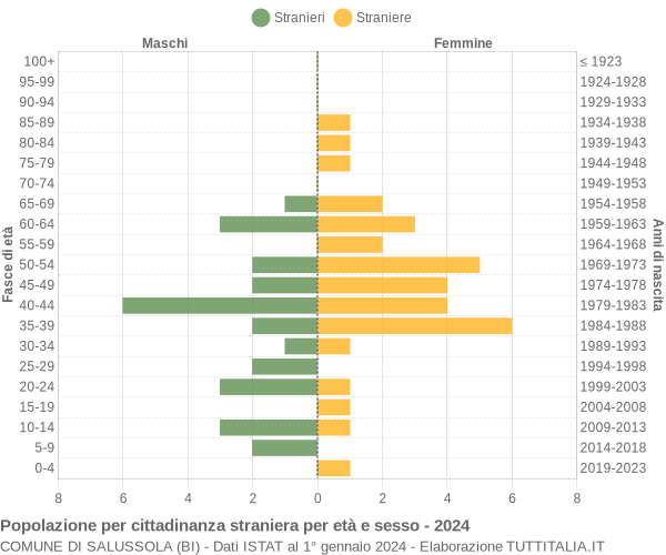 Grafico cittadini stranieri - Salussola 2024