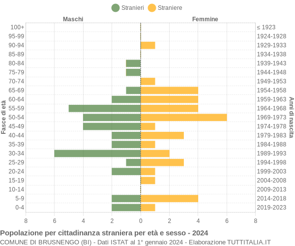 Grafico cittadini stranieri - Brusnengo 2024