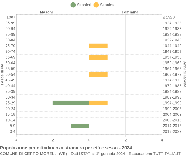 Grafico cittadini stranieri - Ceppo Morelli 2024