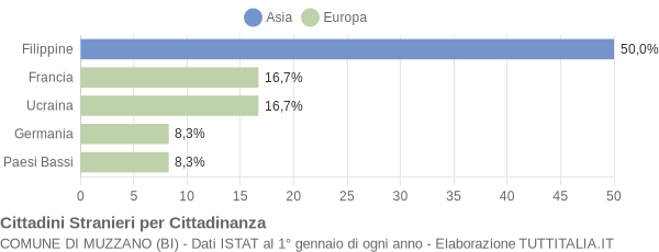 Grafico cittadinanza stranieri - Muzzano 2010