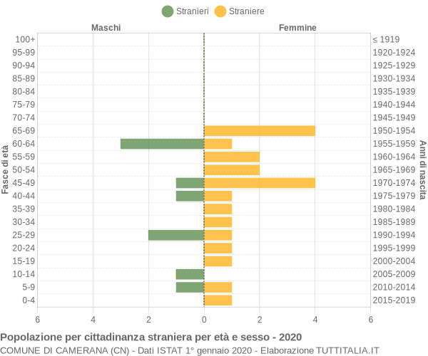 Grafico cittadini stranieri - Camerana 2020