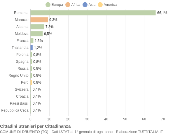 Grafico cittadinanza stranieri - Druento 2005