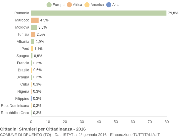 Grafico cittadinanza stranieri - Druento 2016