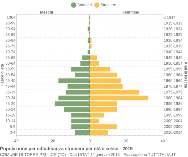 Grafico cittadini stranieri - Torre Pellice 2015