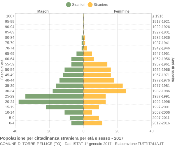 Grafico cittadini stranieri - Torre Pellice 2017