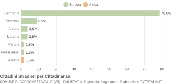 Grafico cittadinanza stranieri - Borgomezzavalle 2011