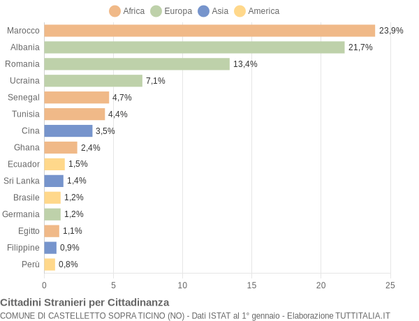 Grafico cittadinanza stranieri - Castelletto sopra Ticino 2014