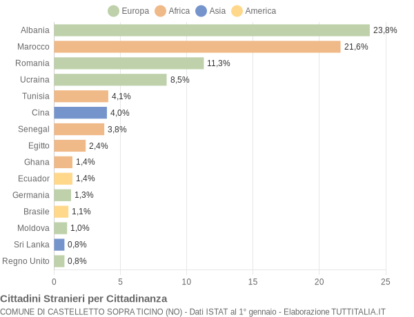 Grafico cittadinanza stranieri - Castelletto sopra Ticino 2017