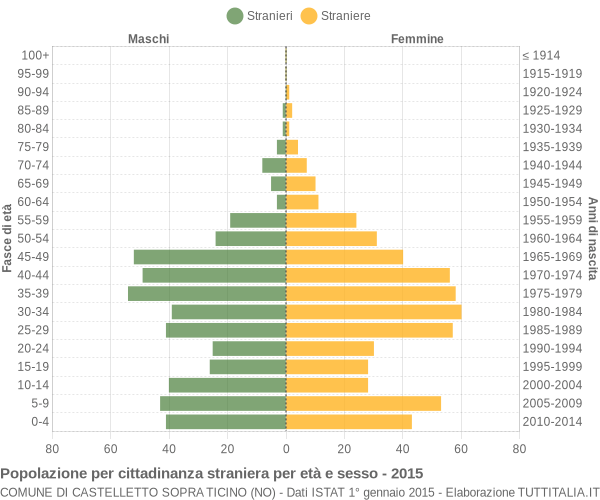 Grafico cittadini stranieri - Castelletto sopra Ticino 2015