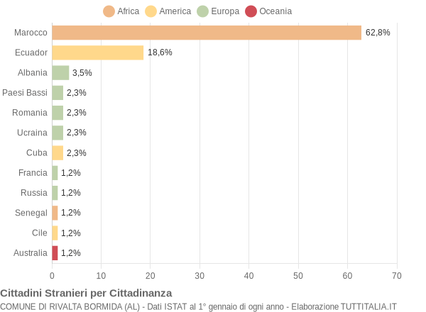 Grafico cittadinanza stranieri - Rivalta Bormida 2004