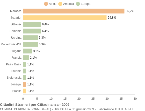 Grafico cittadinanza stranieri - Rivalta Bormida 2009