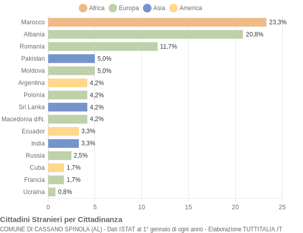 Grafico cittadinanza stranieri - Cassano Spinola 2007