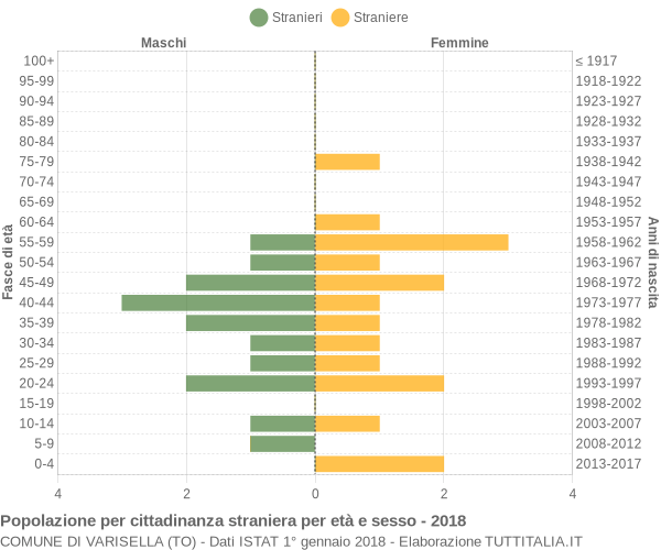 Grafico cittadini stranieri - Varisella 2018