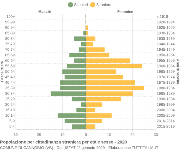 Grafico cittadini stranieri - Cannobio 2020