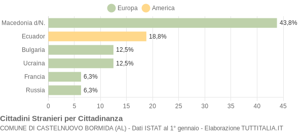 Grafico cittadinanza stranieri - Castelnuovo Bormida 2004