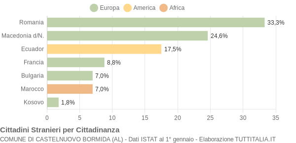 Grafico cittadinanza stranieri - Castelnuovo Bormida 2010