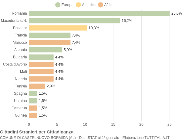 Grafico cittadinanza stranieri - Castelnuovo Bormida 2019